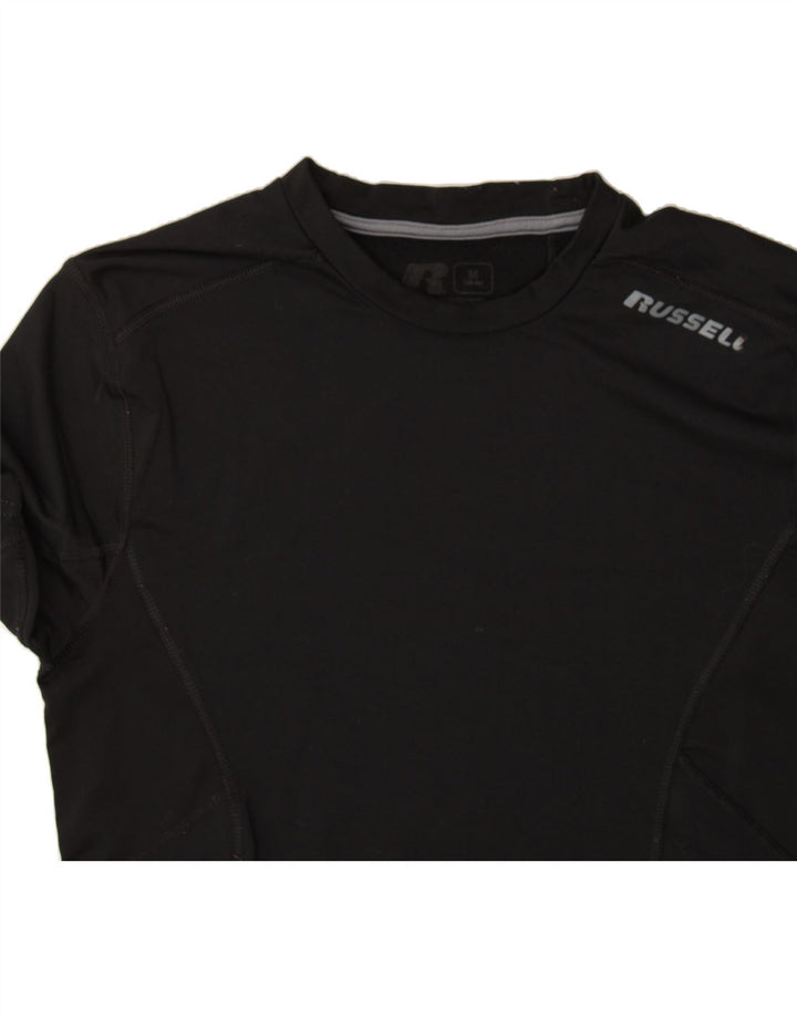 RUSSELL ATHLETIC Mens Dri-Power T-Shirt Top Medium Black Polyester Vintage Russell Athletic and Second-Hand Russell Athletic from Messina Hembry 