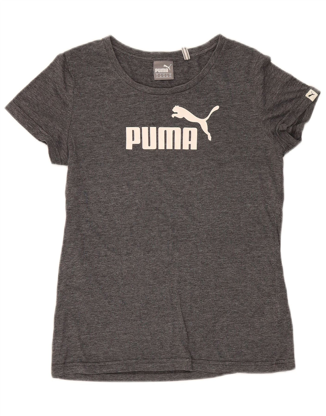 Puma Womens Graphic T-Shirt Top UK 10 Small Grau geflecktes Polyester