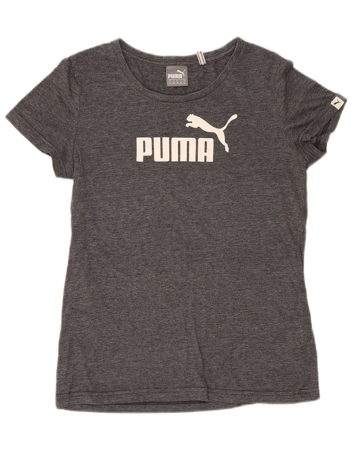 Puma Womens Graphic T-Shirt Top UK 10 Small Grau geflecktes Polyester