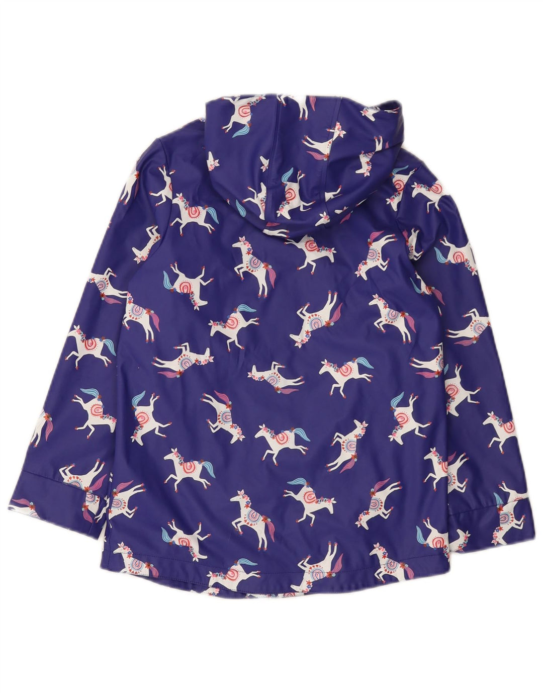 Joules Mädchen-Regenjacke mit abstraktem Muster, 7–8 Jahre, blauer Tierdruck