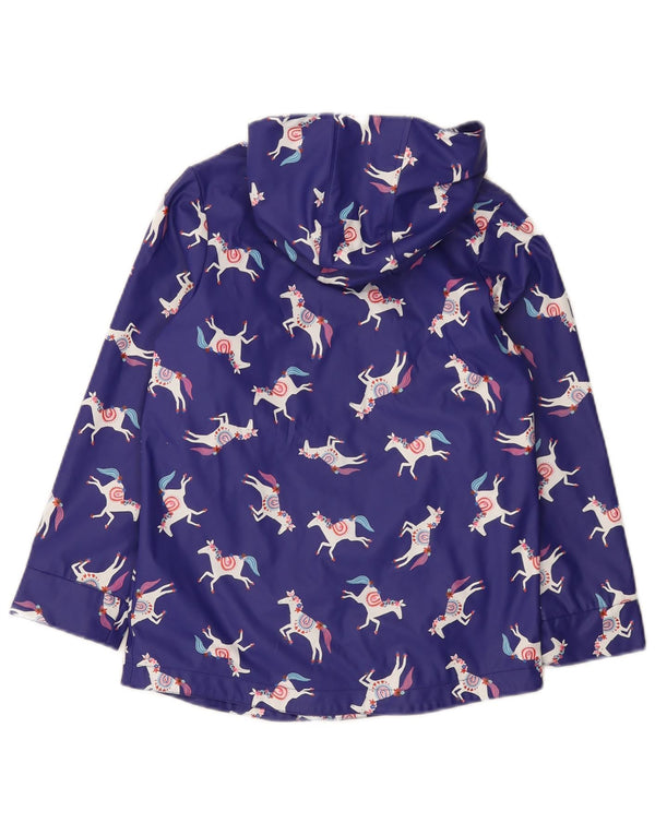 Joules Mädchen-Regenjacke mit abstraktem Muster, 7–8 Jahre, blauer Tierdruck