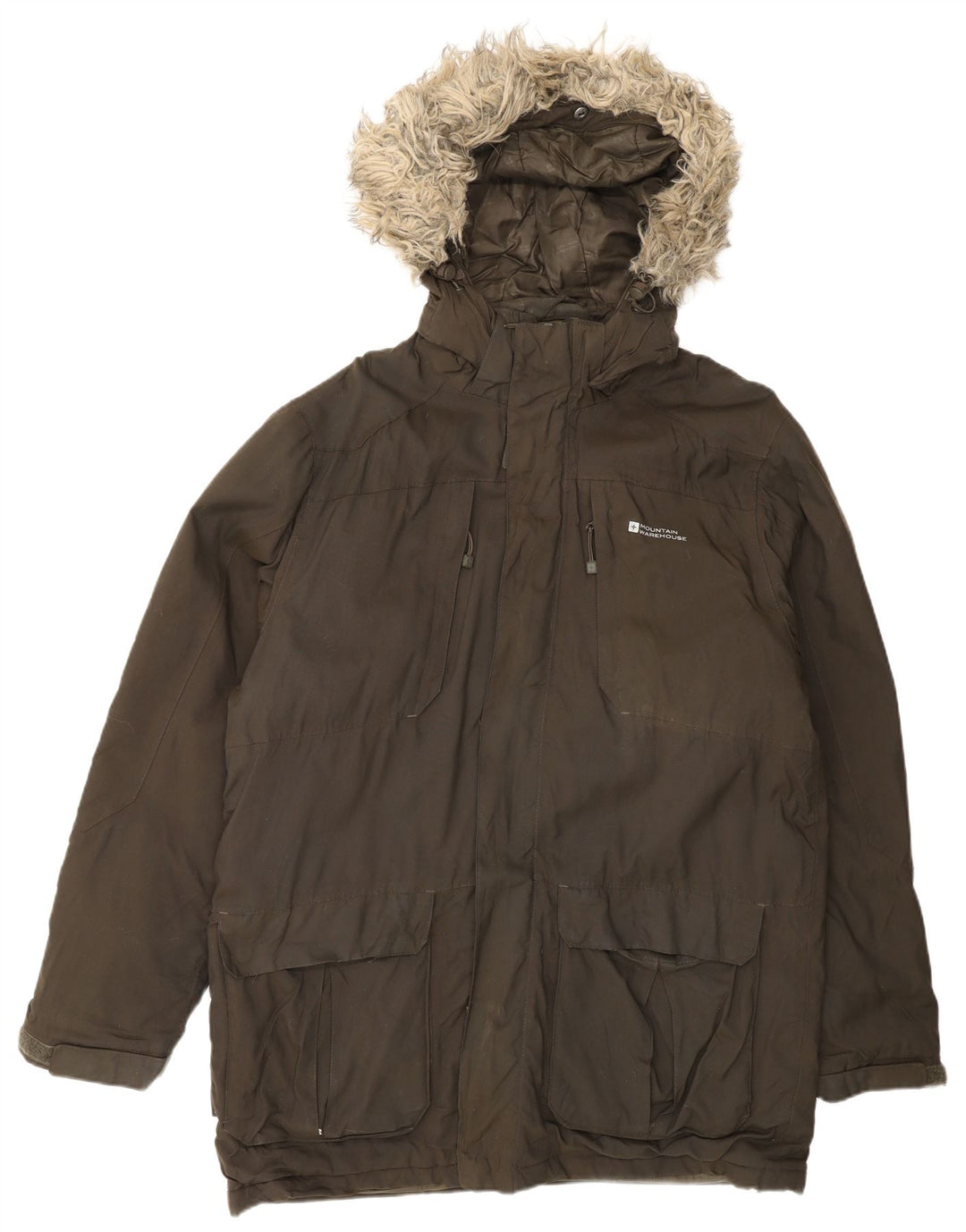 Mountain Warehouse Herren-Parka mit Kapuze, UK 38, mittelbraunes Nylon