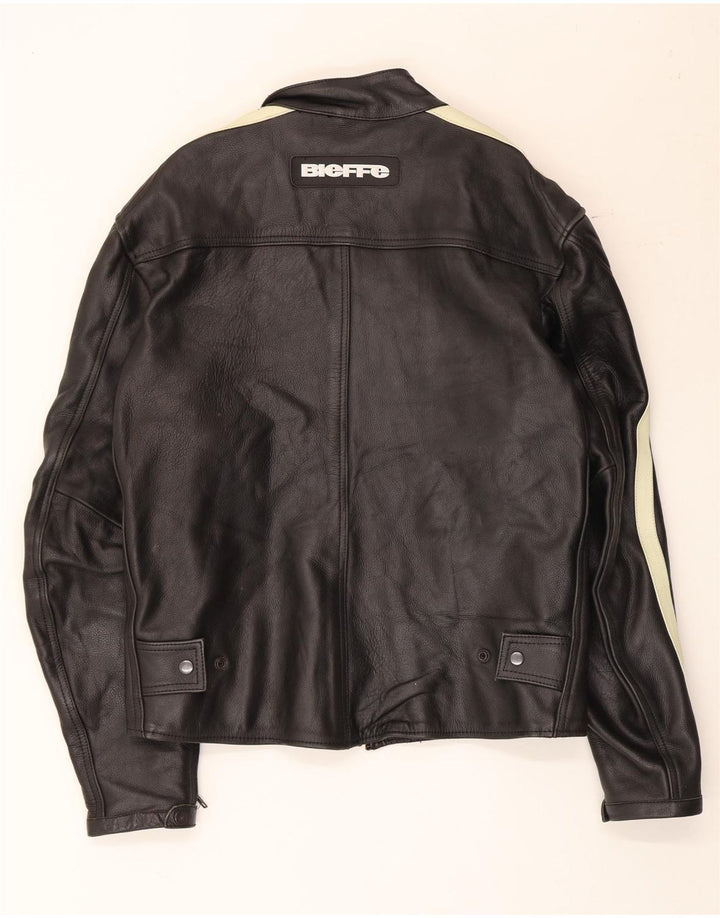 Vintage Herren-Rennjacke UK 38 Mittelschwarzes Leder