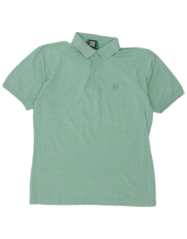 Sergio Tacchini Mens Polo Shirt Medium Green Flecked Cotton