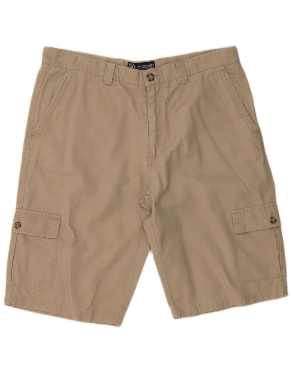 IVY OXFORD Herren Cargoshorts IT 52 XL W38 Beige Baumwolle