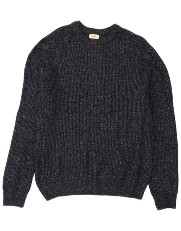 Marks & Spencer Mens Boat Neck Jumper Sweater Medium Navy Blue Flecked