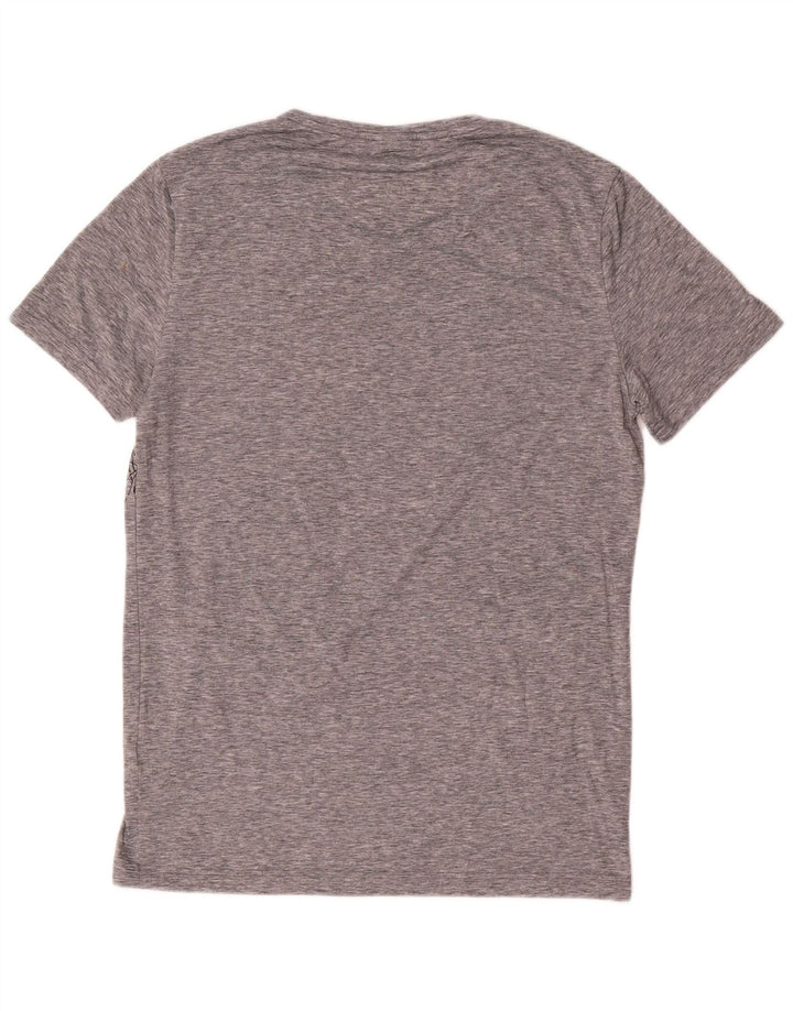 Hugo Boss Herren T-Shirt Top mittelgraues geometrisches Polyester