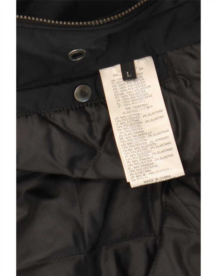 Diesel Damen Parka Jacke UK 16 Large Schwarz Polyester