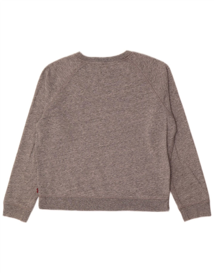 Levi's Damen Grafik-Sweatshirt-Pullover UK 14 Mittelgrau meliert