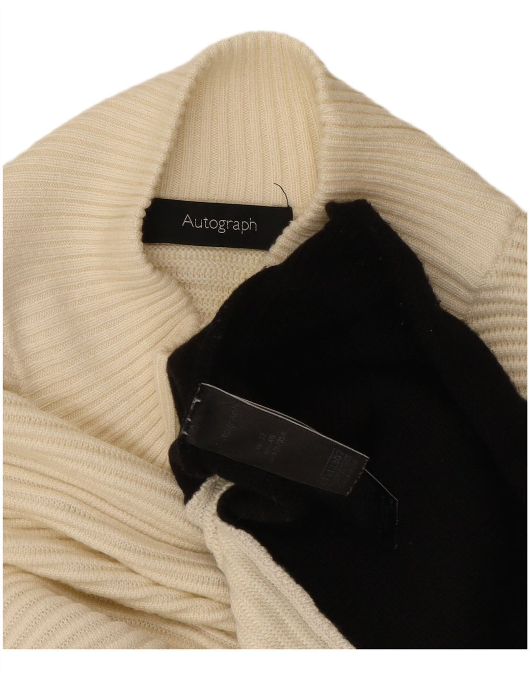 Marks & Spencer Damen-Pullover mit Rollkragen, Gr. 12, mittelgrau, gebrochenes Weiß