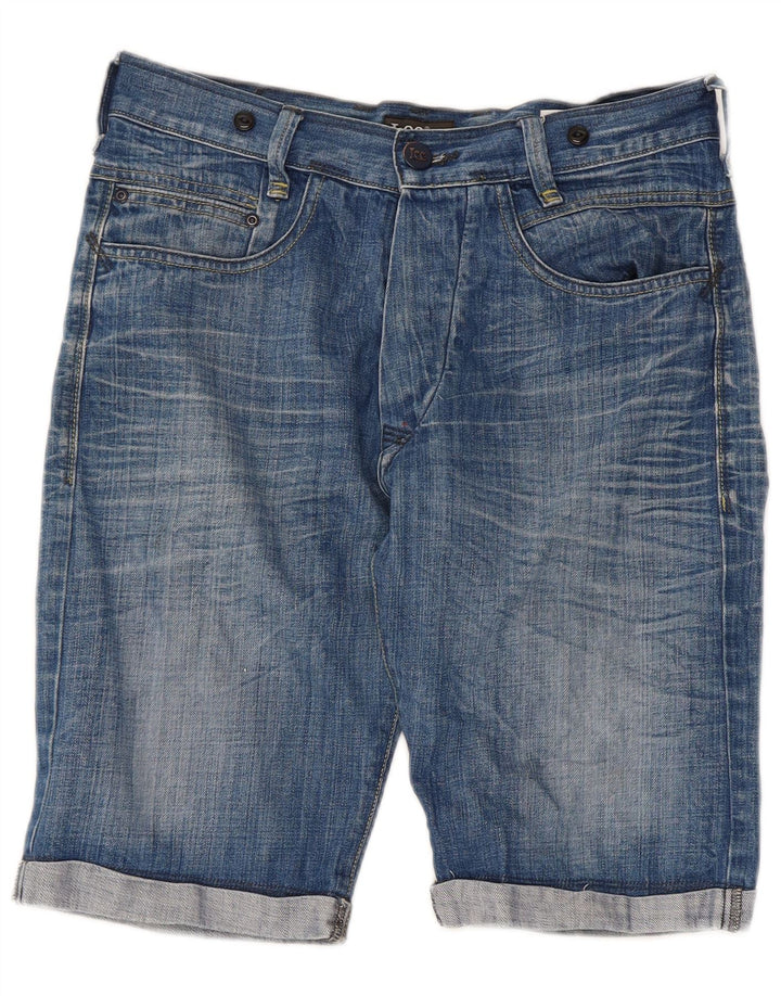 Lee Mens Green Cinch Denim Shorts W29 Small Blaue Baumwolle