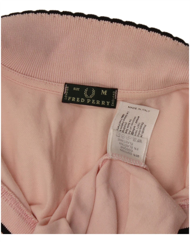FRED PERRY Damen Langarm-Poloshirt UK 12 Mittelrosa Baumwolle