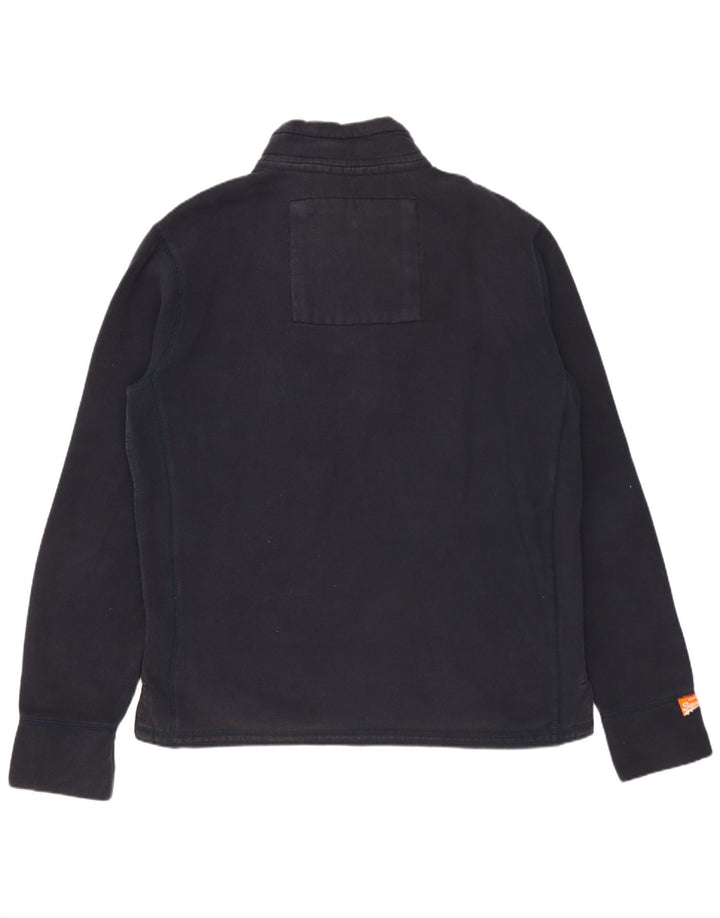 Superdry Herren-Sweatshirt mit grafischem Knopfkragen, groß, marineblau, Baumwolle