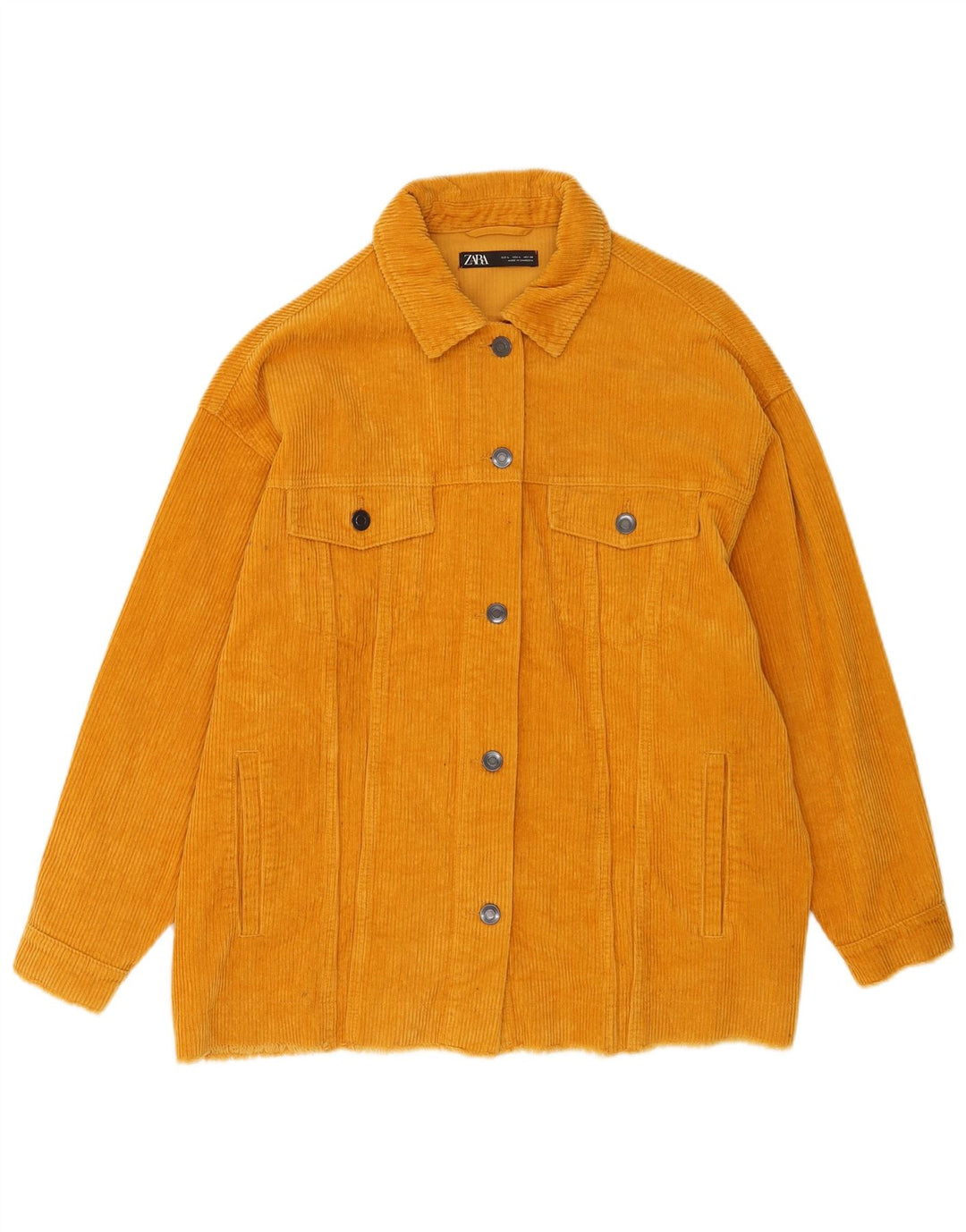 Zara Damen Übergroße Cordjacke UK 16 Große gelbe Baumwolle