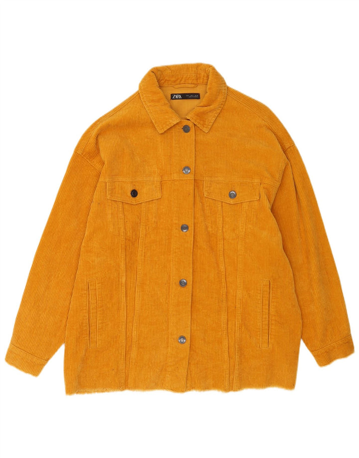 Zara Damen Übergroße Cordjacke UK 16 Große gelbe Baumwolle