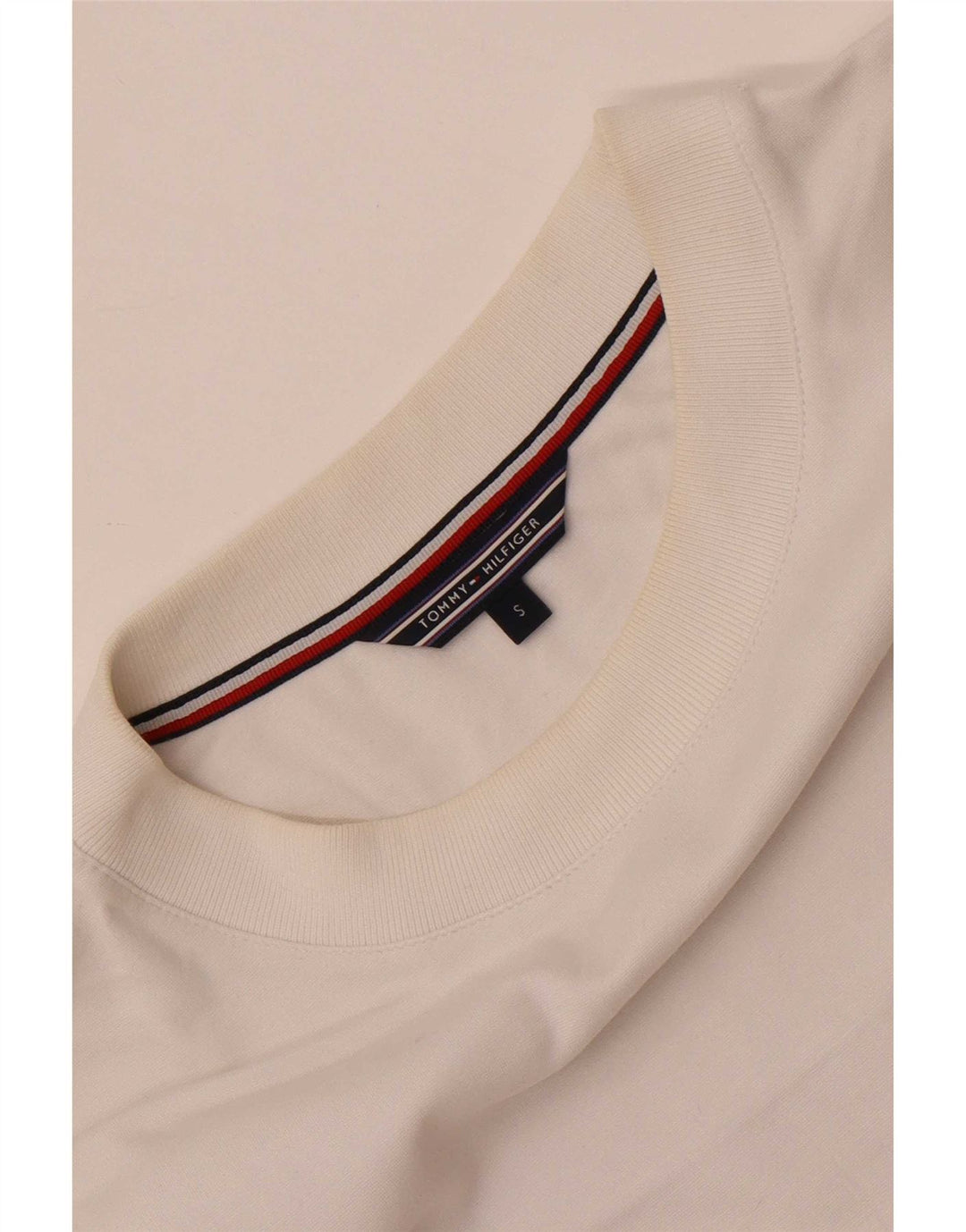 Tommy Hilfiger Damen-Top mit 3/4-Ärmeln, UK-Größe 10, Größe S, weiß gestreift