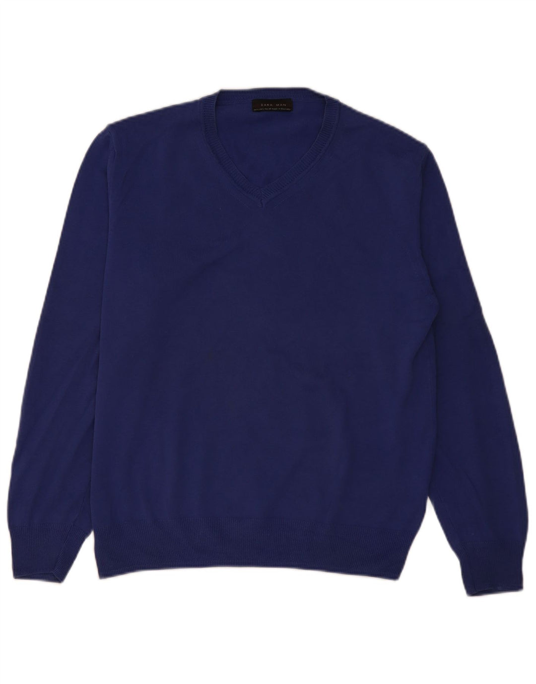Zara Herren-Pullover mit V-Ausschnitt, Größe L, Blau