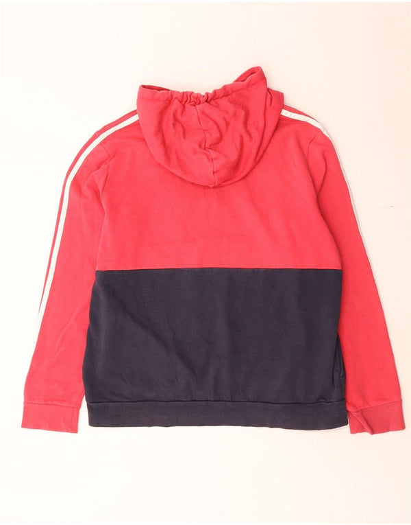 Adidas Damen Graphic Hoodie Pullover UK 20/22 XL Rot Colourblock Baumwolle