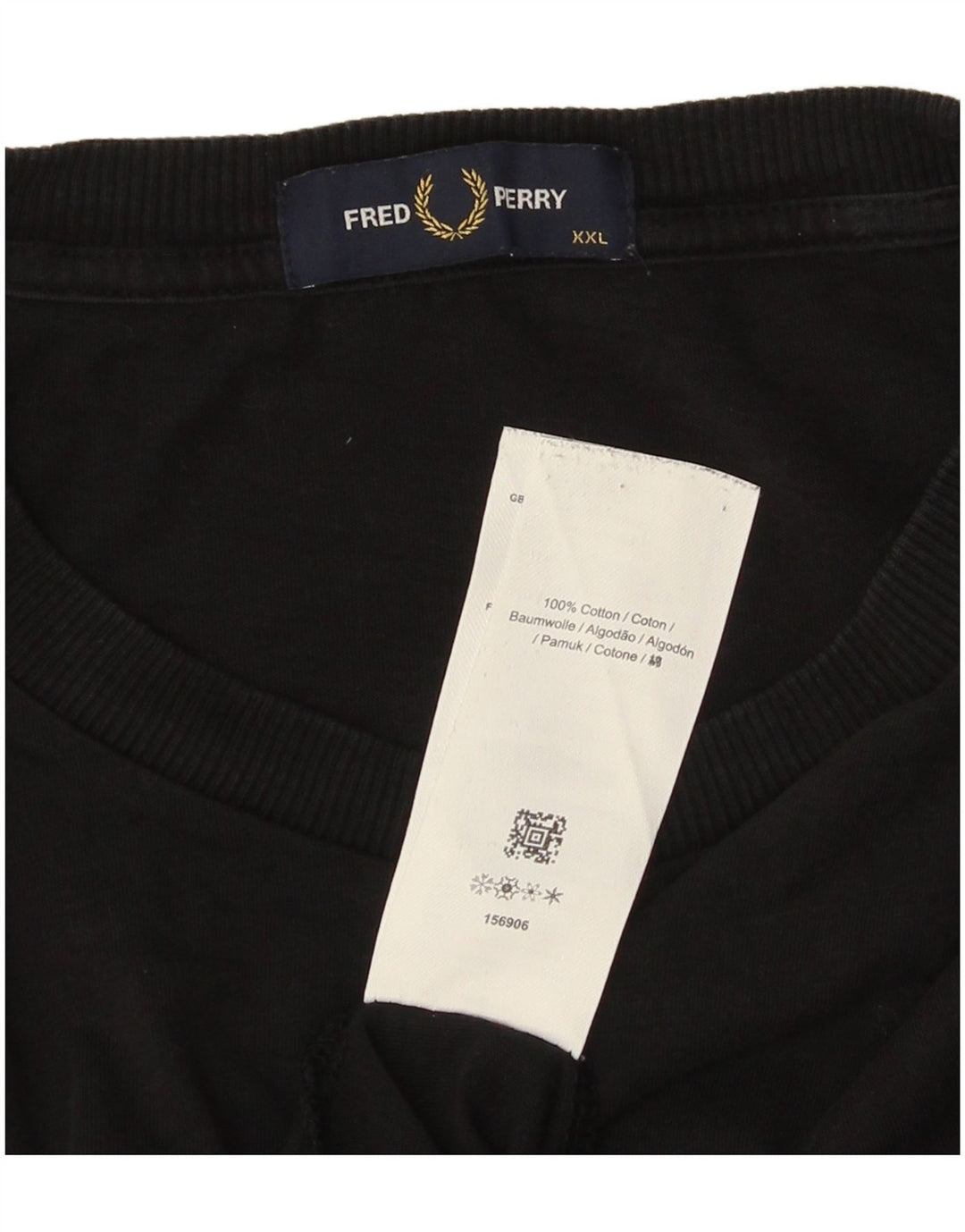 FRED PERRY Herren Grafik T-Shirt Top 2XL Schwarz Baumwolle