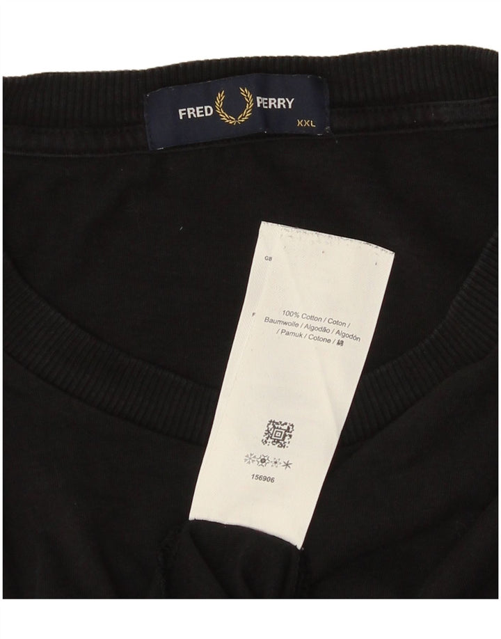 FRED PERRY Herren Grafik T-Shirt Top 2XL Schwarz Baumwolle