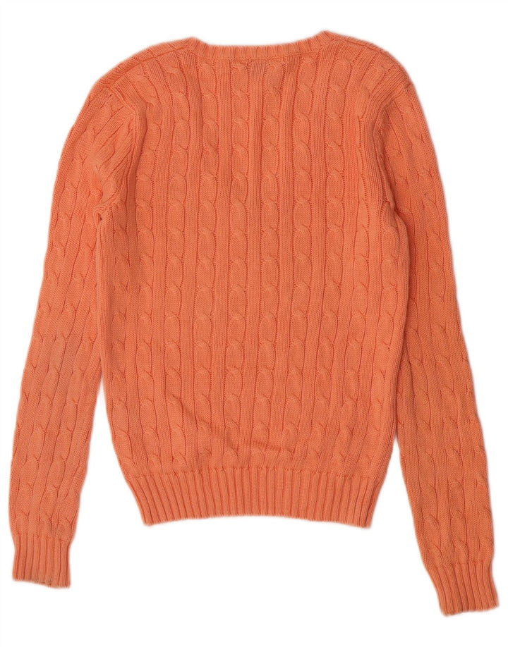 Ralph Lauren Damen-Pullover mit V-Ausschnitt, Gr. 12, Mittelorange