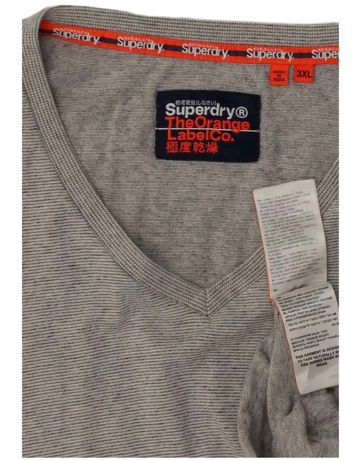Superdry Damen T-Shirt Top 3XL grau gestreift aus Baumwolle