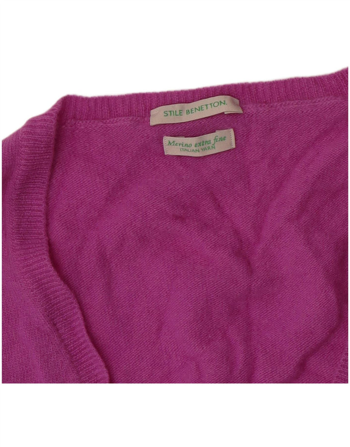 Benetton Damen-Cardigan-Pullover UK 12 Mittelviolett
