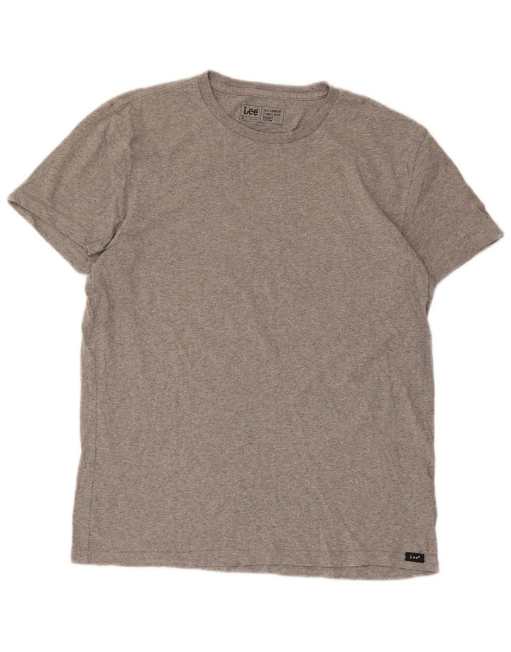 Lee Herren T-Shirt-Oberteil aus mittelgrau gesprenkelter Baumwolle