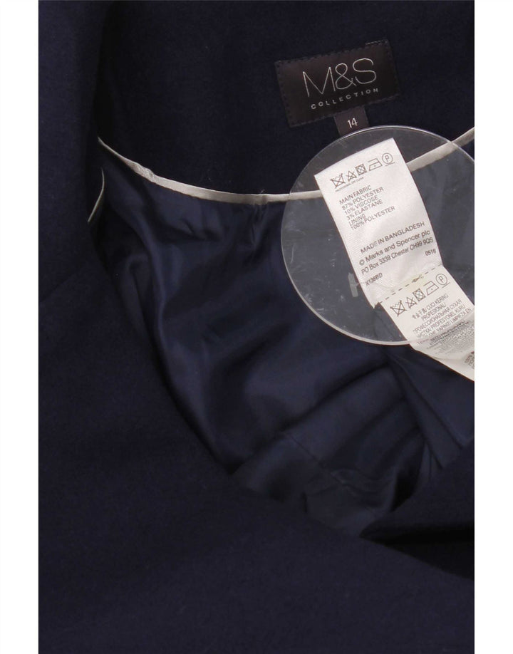 Marks & Spencer Damen Pea Coat UK 14 Medium Marineblau Polyester