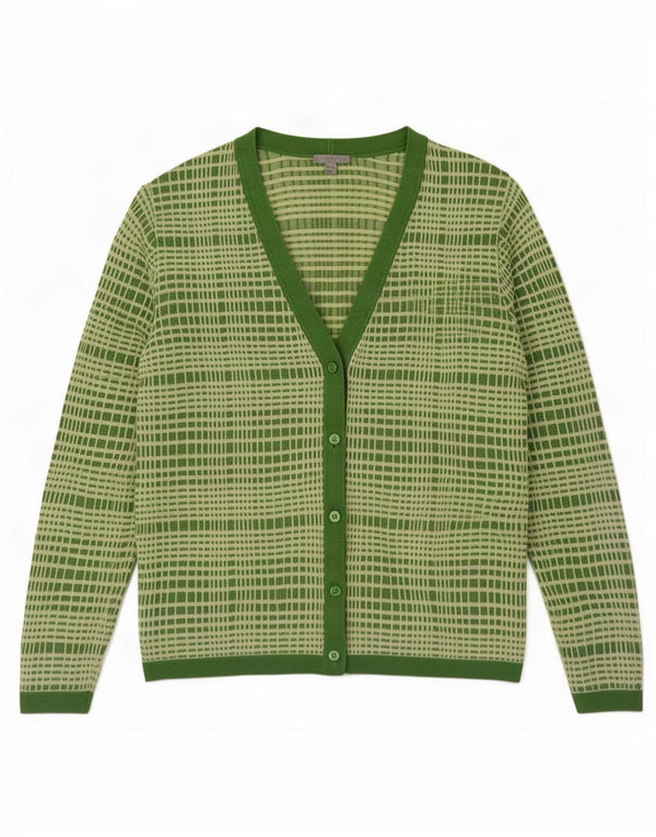 Cos Damen Strickjacke UK 14 Mittelgrün gestreift Viskose