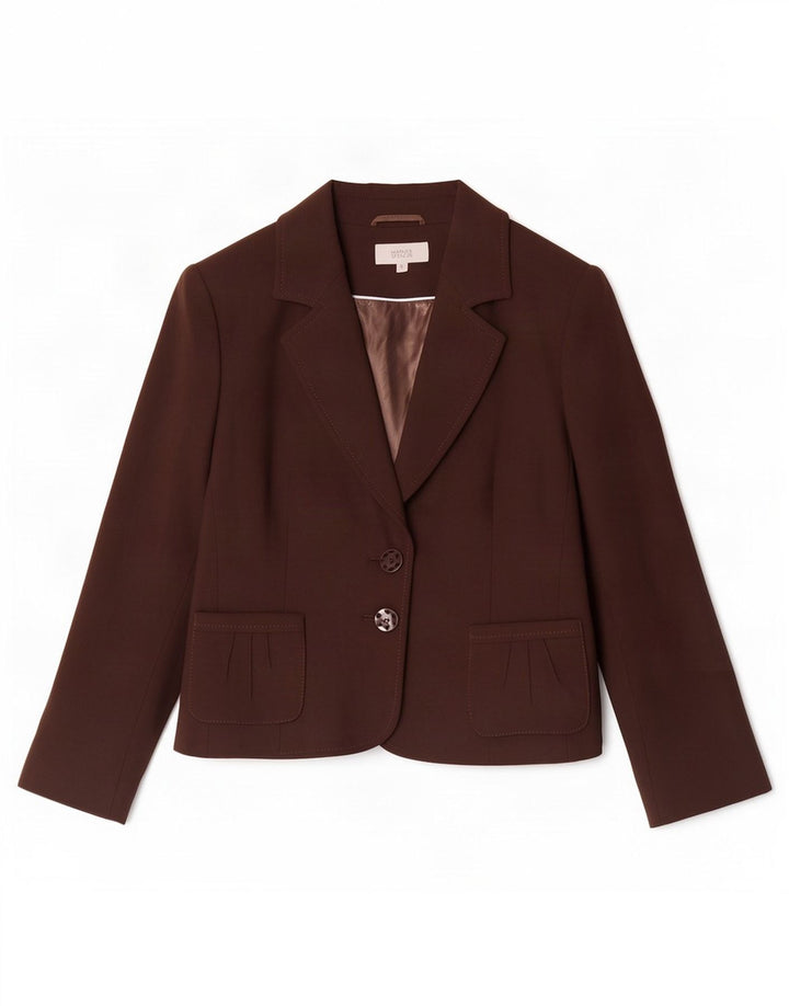 Marks & Spencer Damen-Blazerjacke mit 2 Knöpfen, Gr. 16, Braun, Polyester