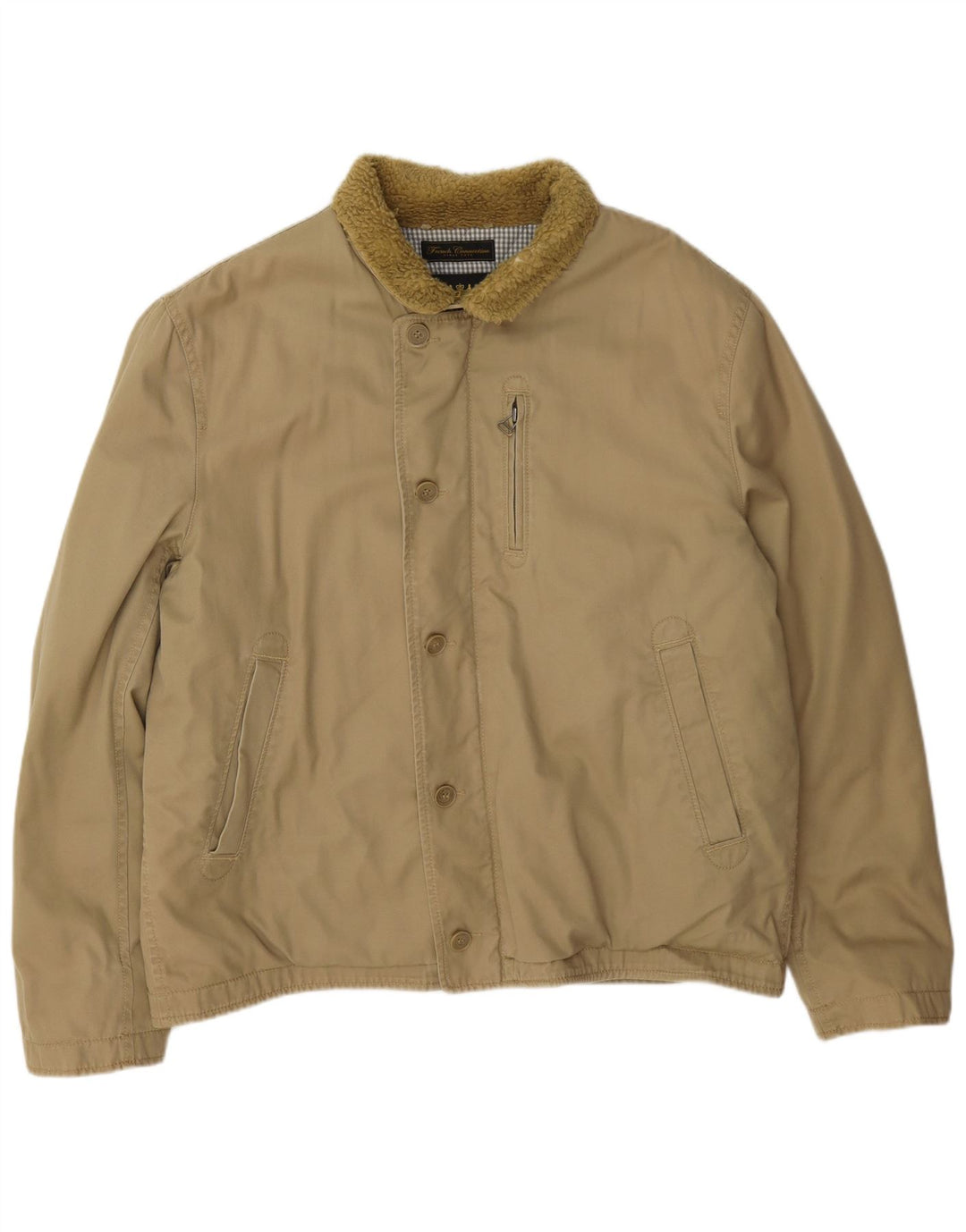 French Connection Herren-Windbreaker-Jacke, UK 42, XL, Beige, Baumwolle