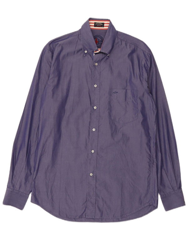 Paul & Shark Herrenhemd, Größe 40, mittelviolette Baumwolle