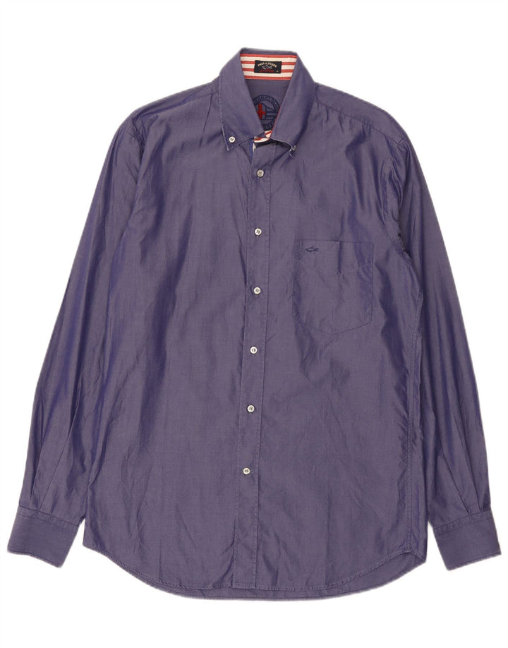Paul & Shark Herrenhemd, Größe 40, mittelviolette Baumwolle