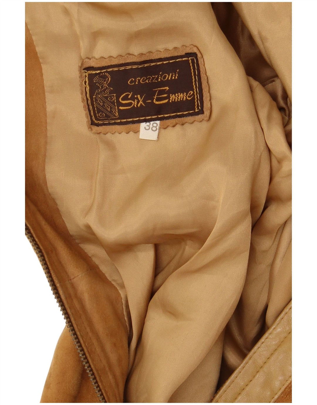 VINTAGE Damen Wildlederjacke EU 38 Mittelbeige