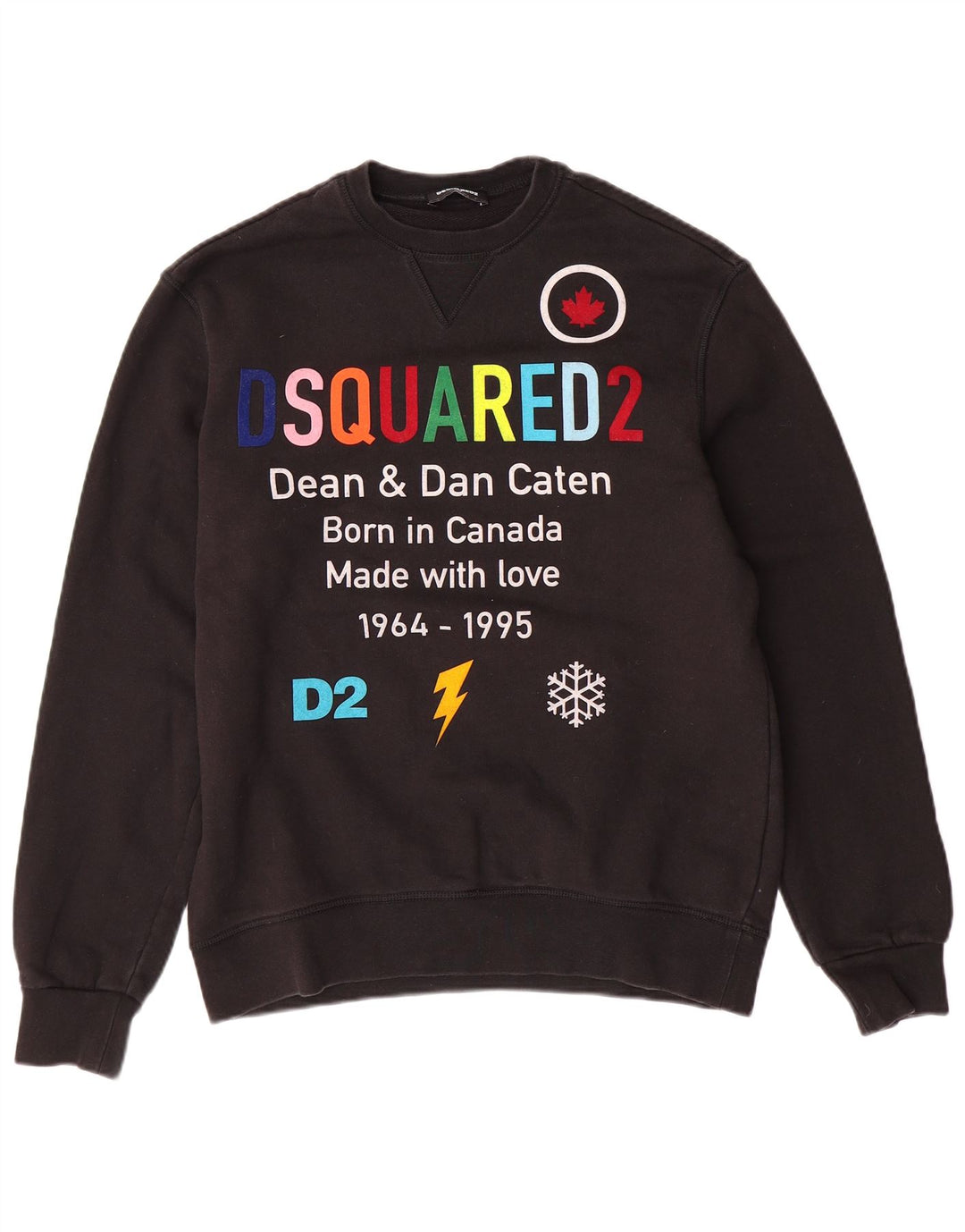 DSQUARED2 Mädchen-Sweatshirt mit Grafik, 15–16 Jahre, schwarze Baumwolle