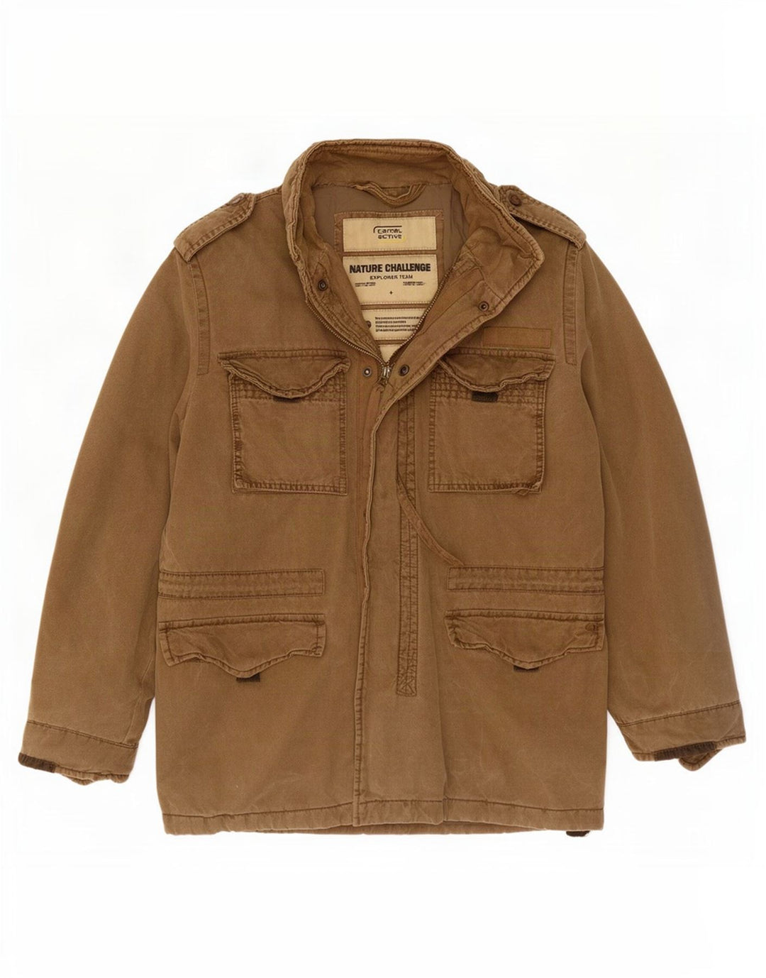 Camel Active wattierte Militärjacke für Herren, EU 50, Größe L, Khaki, Baumwolle