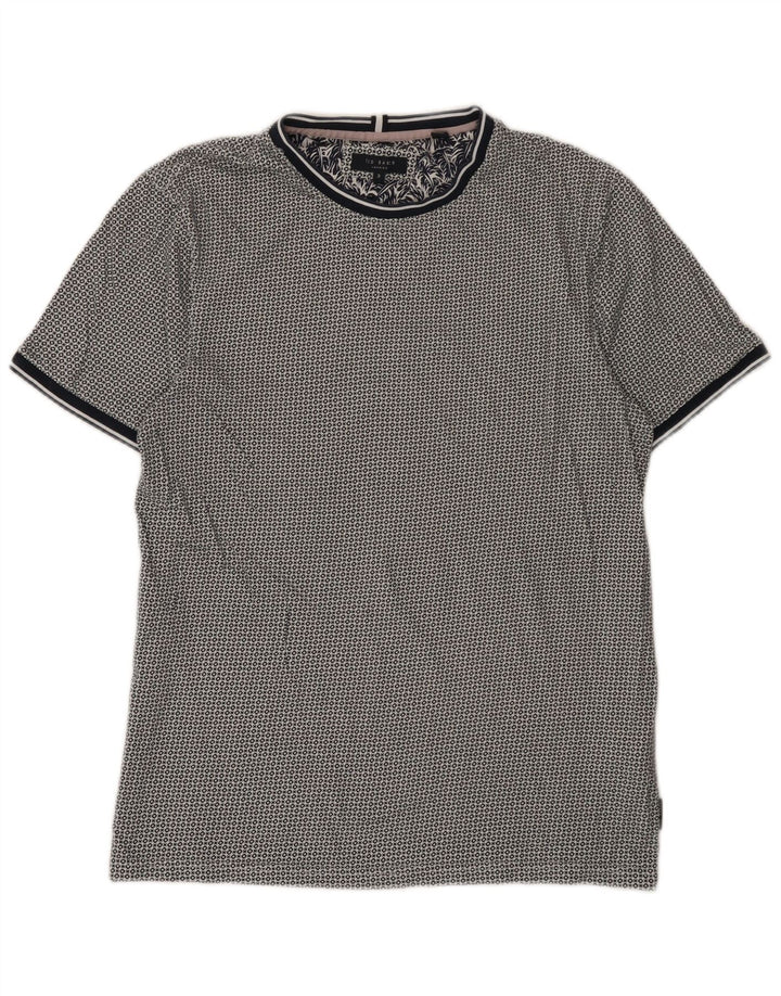 Ted Baker Herren T-Shirt Top Größe 3 Mittel Marineblau gepunktete Baumwolle