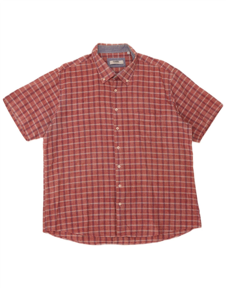 Coveri Herren Kurzarmhemd 3XL Rot kariert