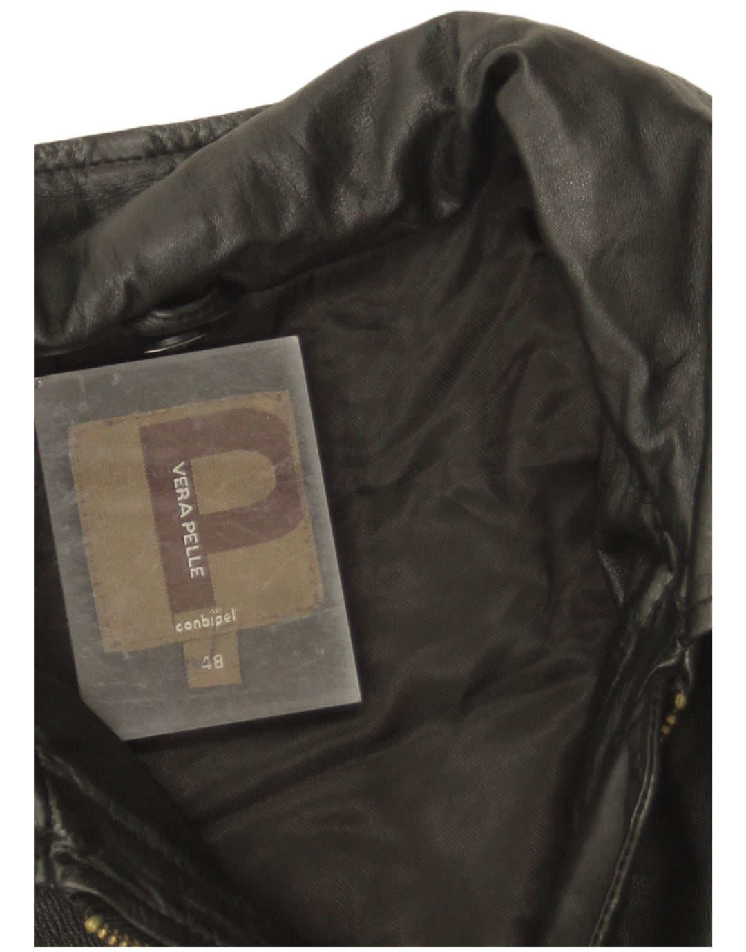 Conbipel Herren Militärlederjacke IT 48 Mittelschwarzes Leder