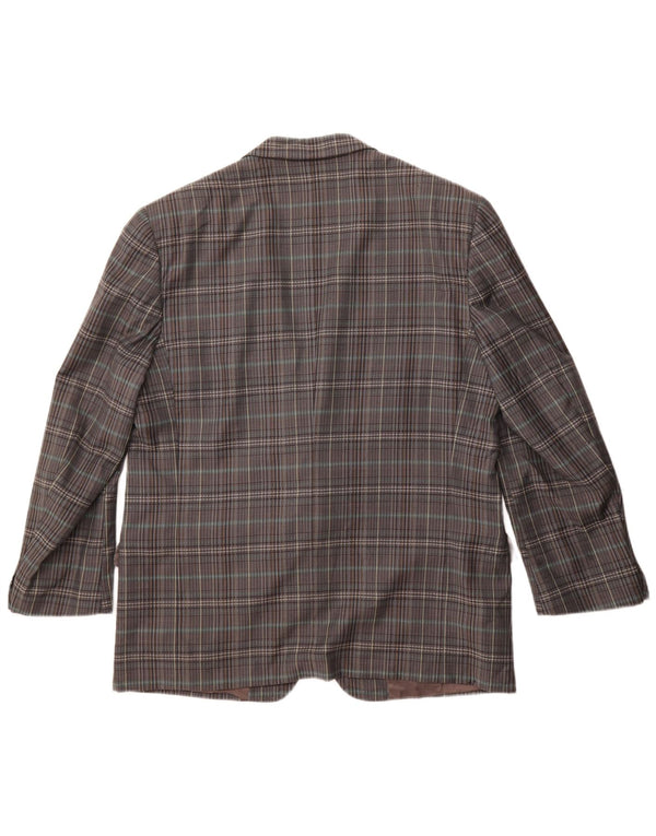 Gianluca Lorenzi Herren 2-Knopf-Blazerjacke IT 56 3XL grau karierte Wolle