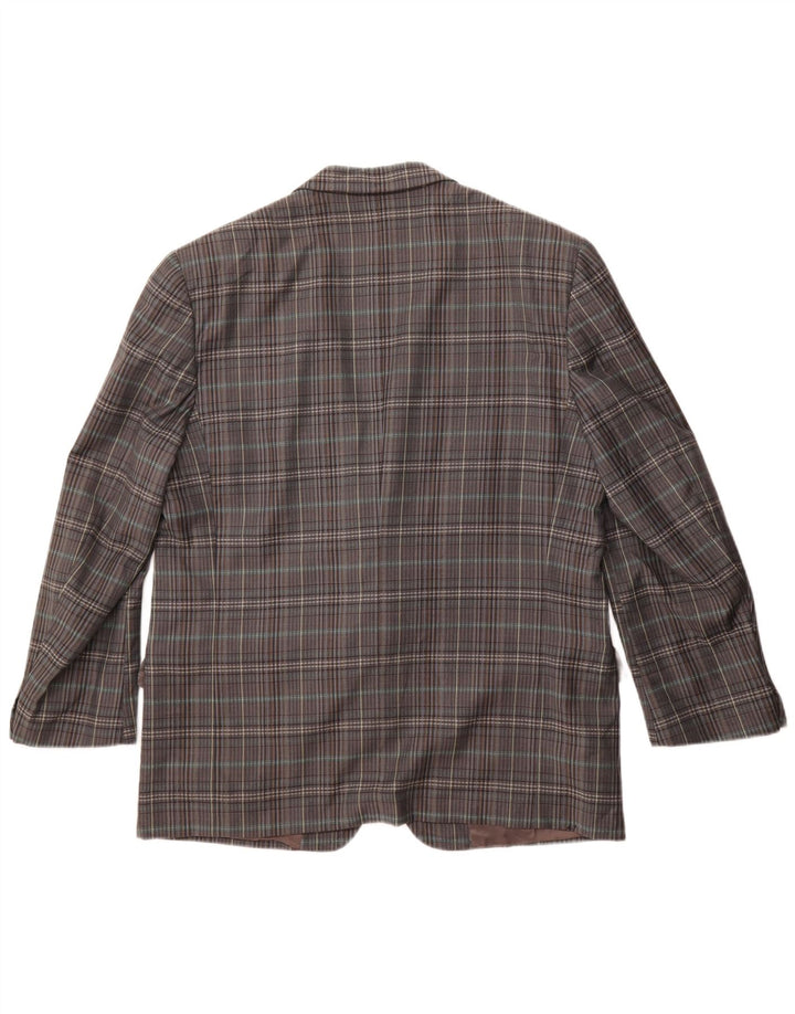 Gianluca Lorenzi Herren 2-Knopf-Blazerjacke IT 56 3XL grau karierte Wolle