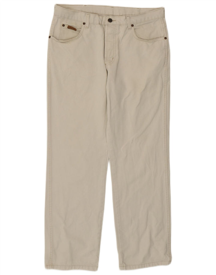 Wrangler Herren Straight Jeans W34 L30 Off White Baumwolle