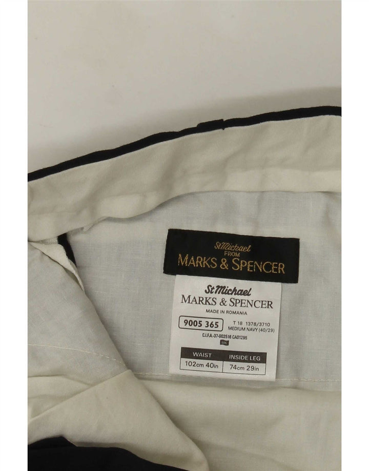 Gerade Herren-Anzughose von Marks & Spencer, W40, L29, marineblaues Polyester