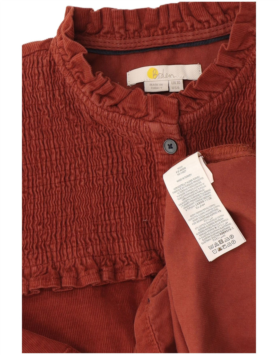 Boden Damen-Oversize-Cordhemd, UK 10, Größe S, braun, Baumwolle