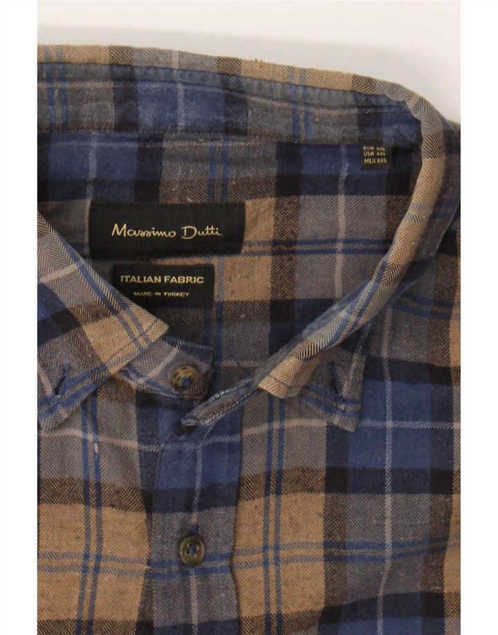 Massimo Dutti Herren Flanellhemd 2XL Braun kariert