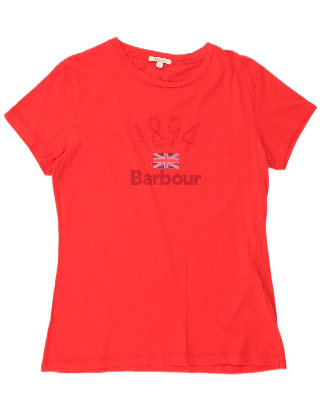 Barbour Damen Grafik-T-Shirt-Oberteil UK 16 Große rote Baumwolle