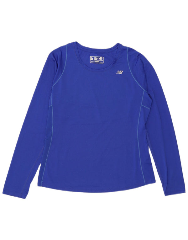 New Balance Damen Top Langarm UK 14 Large Blau Polyester