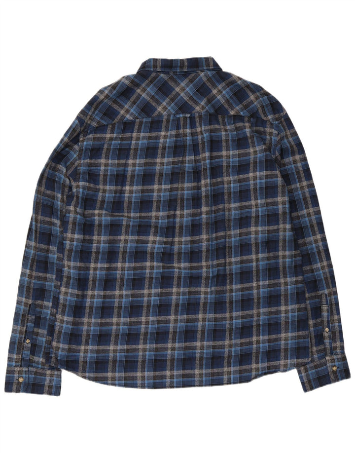 MARKS & SPENCER Herren-Flanellhemd mit maßgeschneiderter Passform, 2XL, blau kariert, Baumwolle