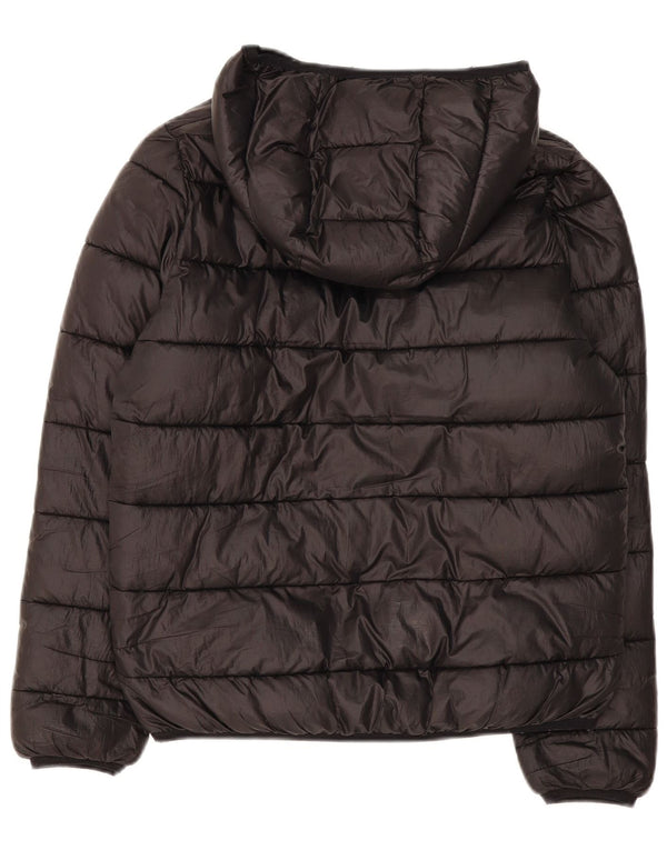 Champion wattierte Jungenjacke mit Kapuze, 13–14 Jahre, XL, schwarzes Polyester